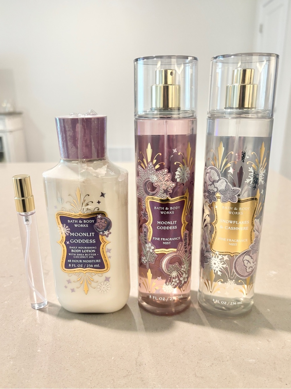 Bath and Body Works Moonlit Goddess Snowflakes & Cashmere Bundle Rare New
